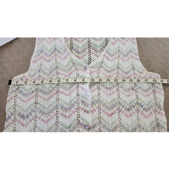 Van Heusen For Her Vtg 90's Multi Color Cheveron Knit Sweater Vest Women's Med - Picture 4 of 7